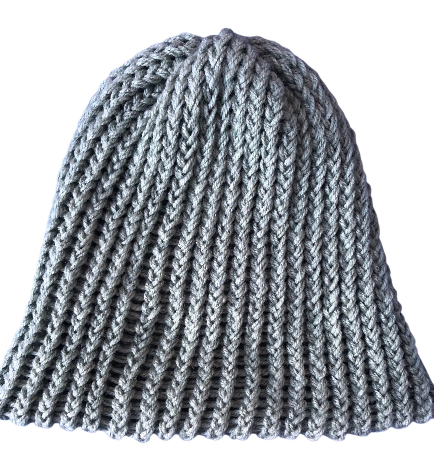 Hand Knit Sage Green Beanie – Chunky Ribbed Winter Hat for Adults